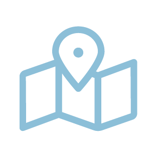 Icon depicting map with location marker